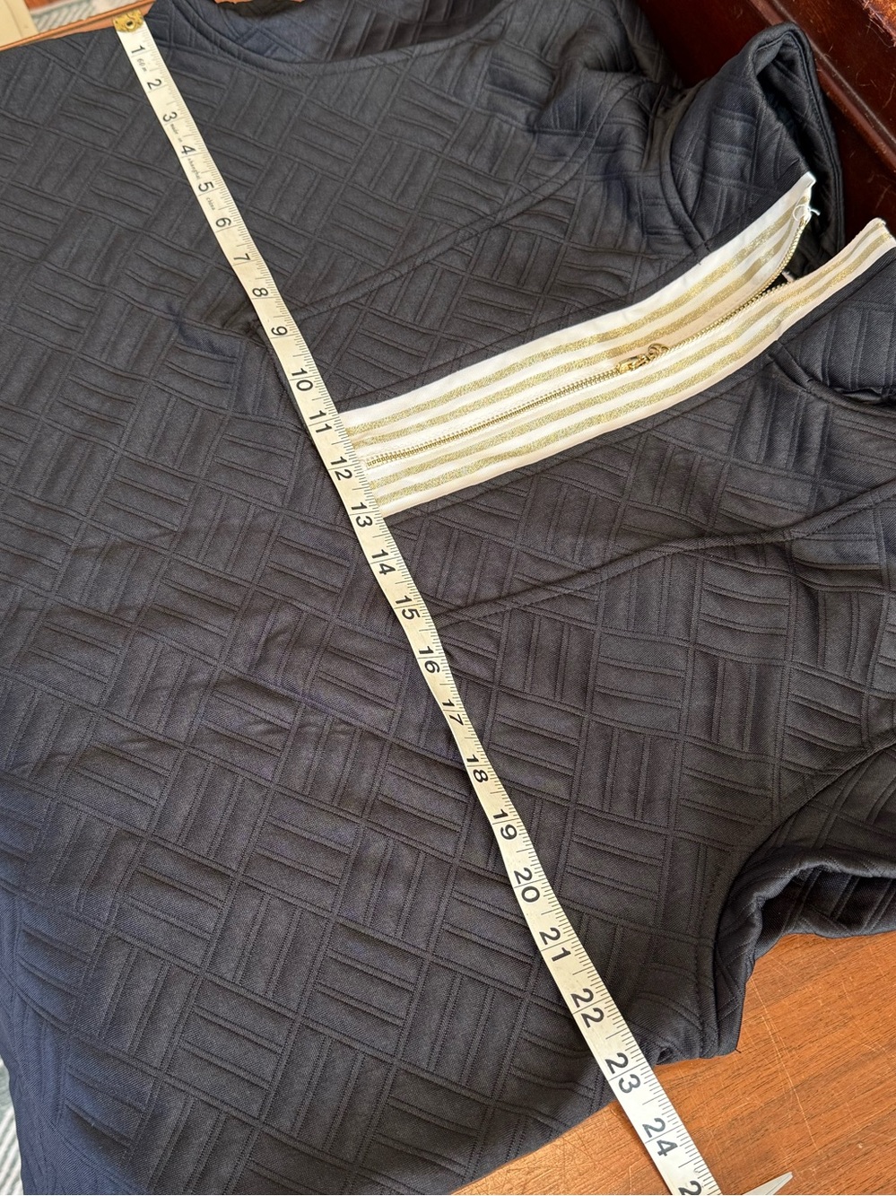 Women's Black Short-Sleeve Zip Pullover, Porter Pop , collar top, size large, - Picture 5 of 7